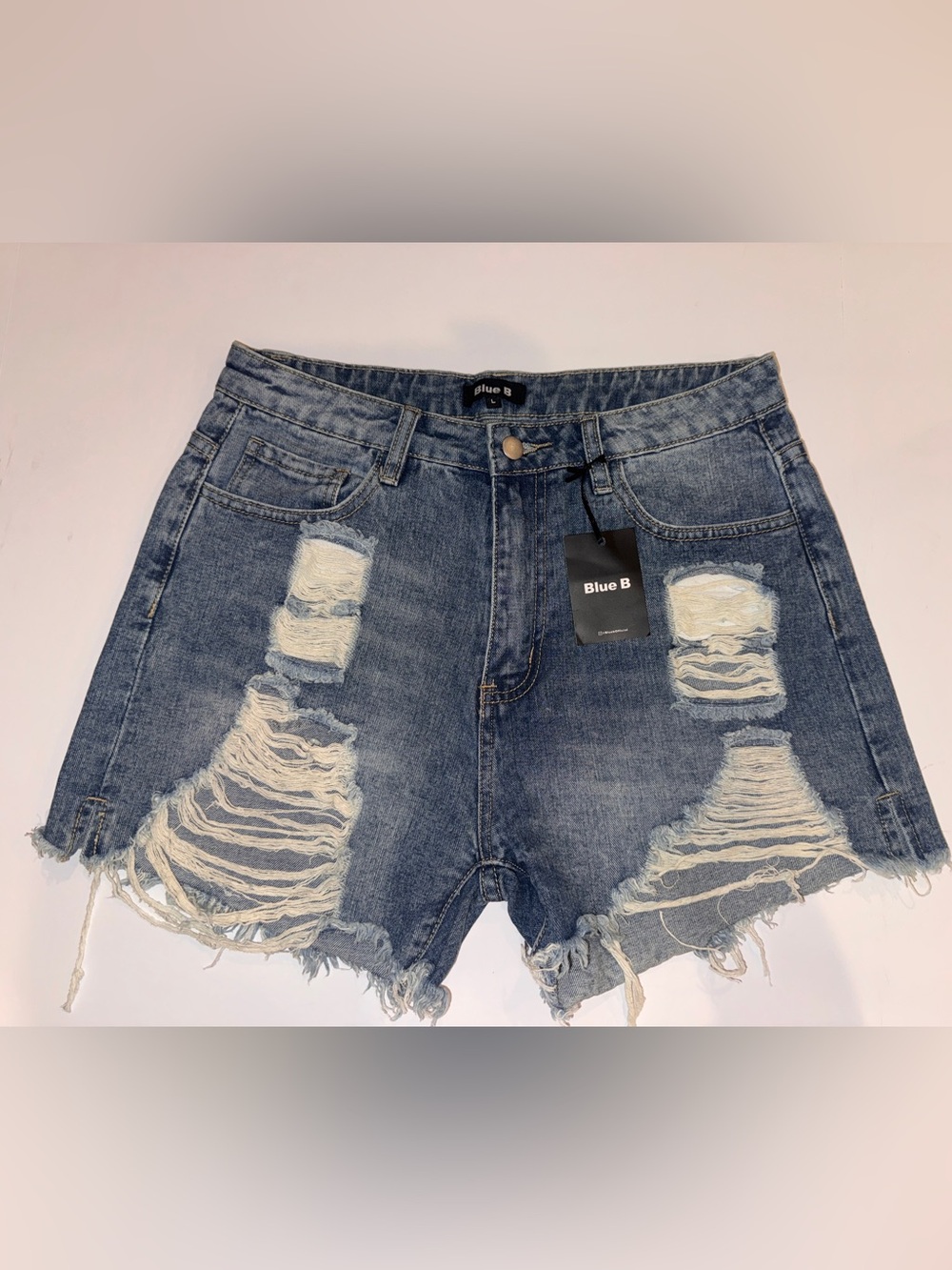 NWT Blue B Women's Distressed Denim Shorts - Washed Blue